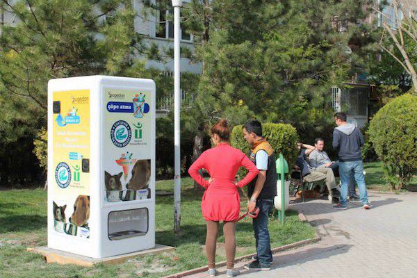 新型环保自动贩卖机,可为流浪猫狗提供食物